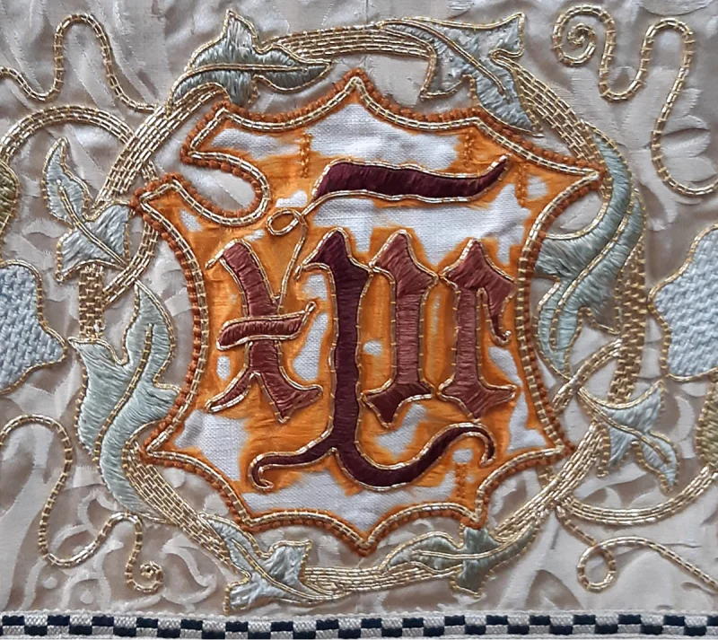 Detail embroidery on altar cloth