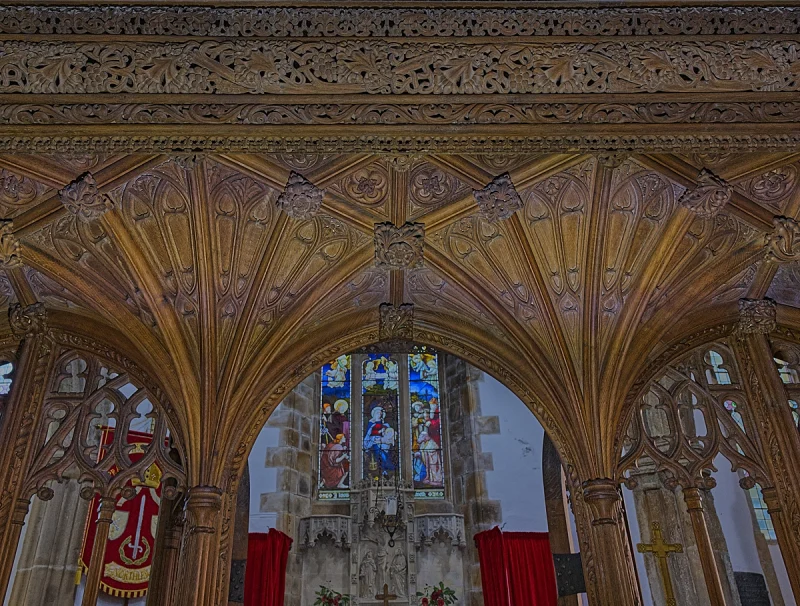Rood screen centre – St Thomas of Canterbury Church, Northlew Devon