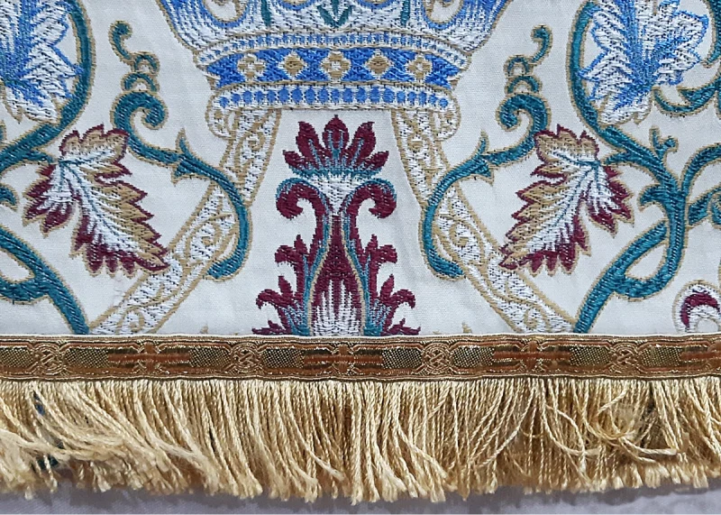 white altar cloth detail